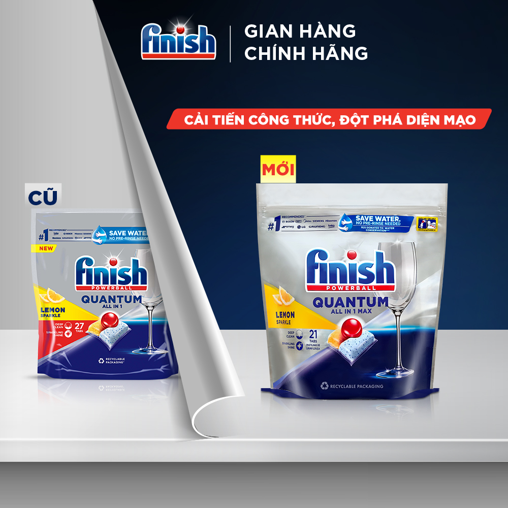 Viên rửa chén bát Finish Quantum túi 21 viên