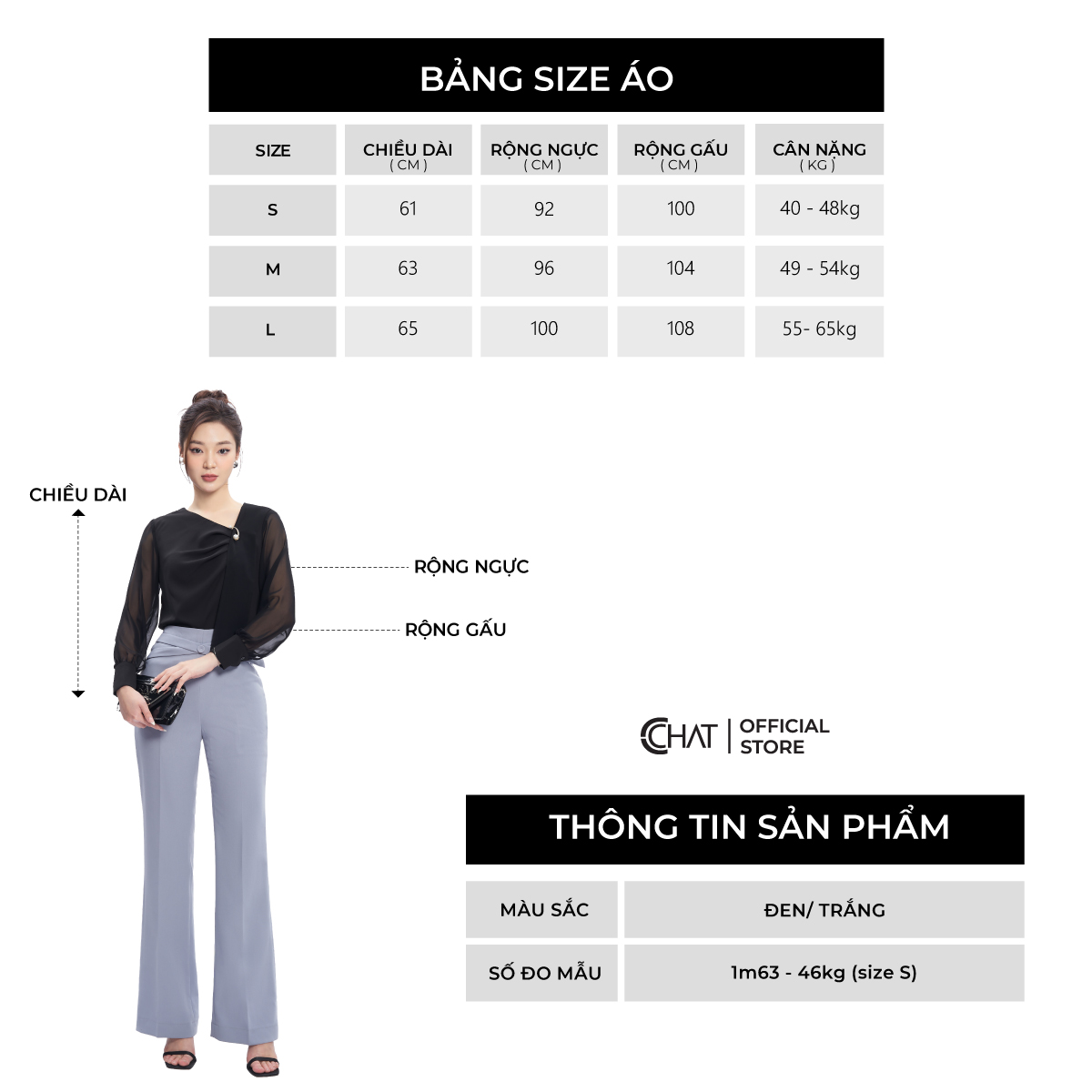 Áo Kiểu Nữ  Phối Tà Ly Trước Chất Liệu Chiffon Cao Cấp 53ADH8008ST