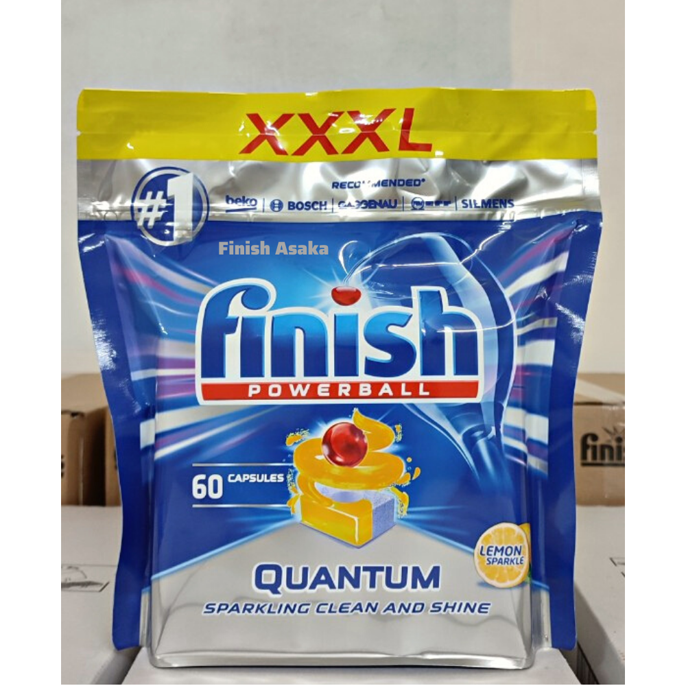 Viên rửa bát Finish Quantum Max Túi 60 viên, Hương Chanh - Chính Hãng.