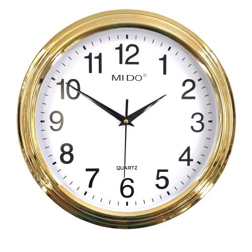 Đồng hồ treo tường trang trí loại to 35cm, đồng hồ treo tường decor hình tròn mẫu mới viền kim loại sang trọng hiện đại