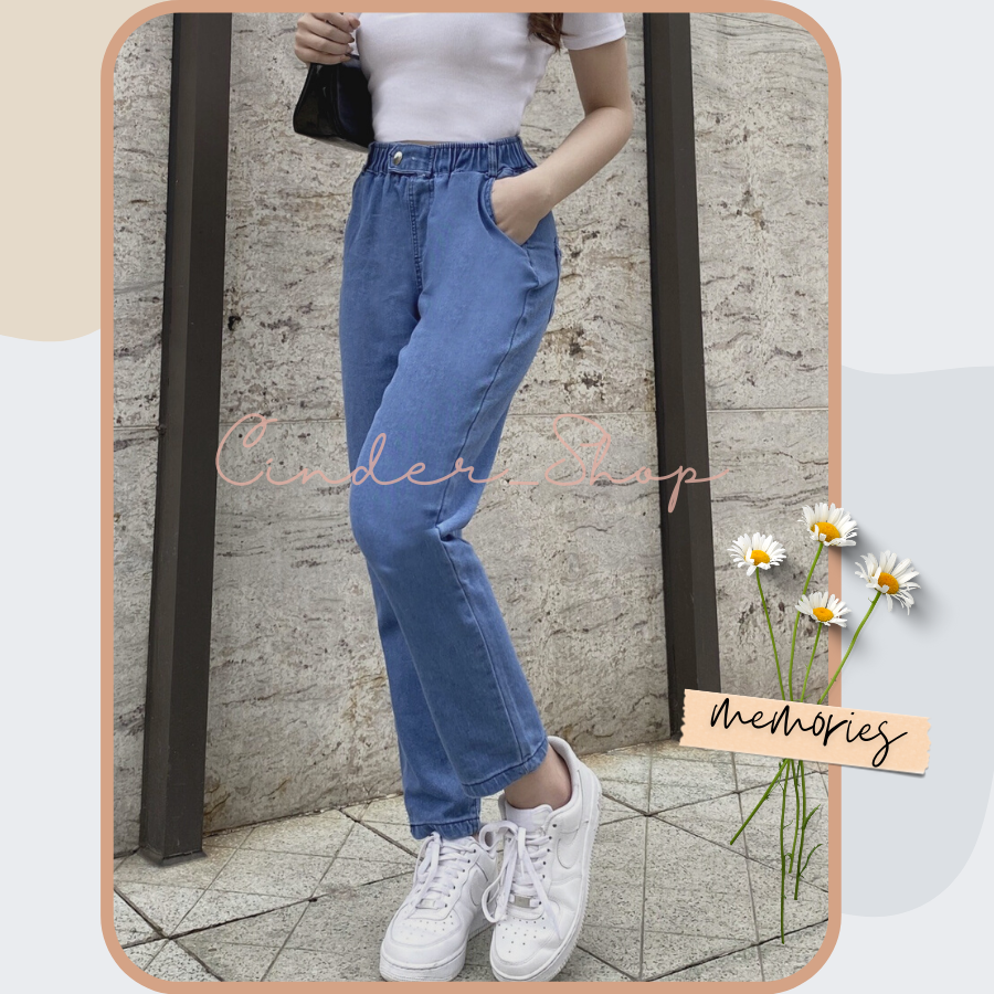 Quần Jean nữ lưng thun, cạp chun co giãn 4 chiều V191 đủ size từ 40kg-80kg