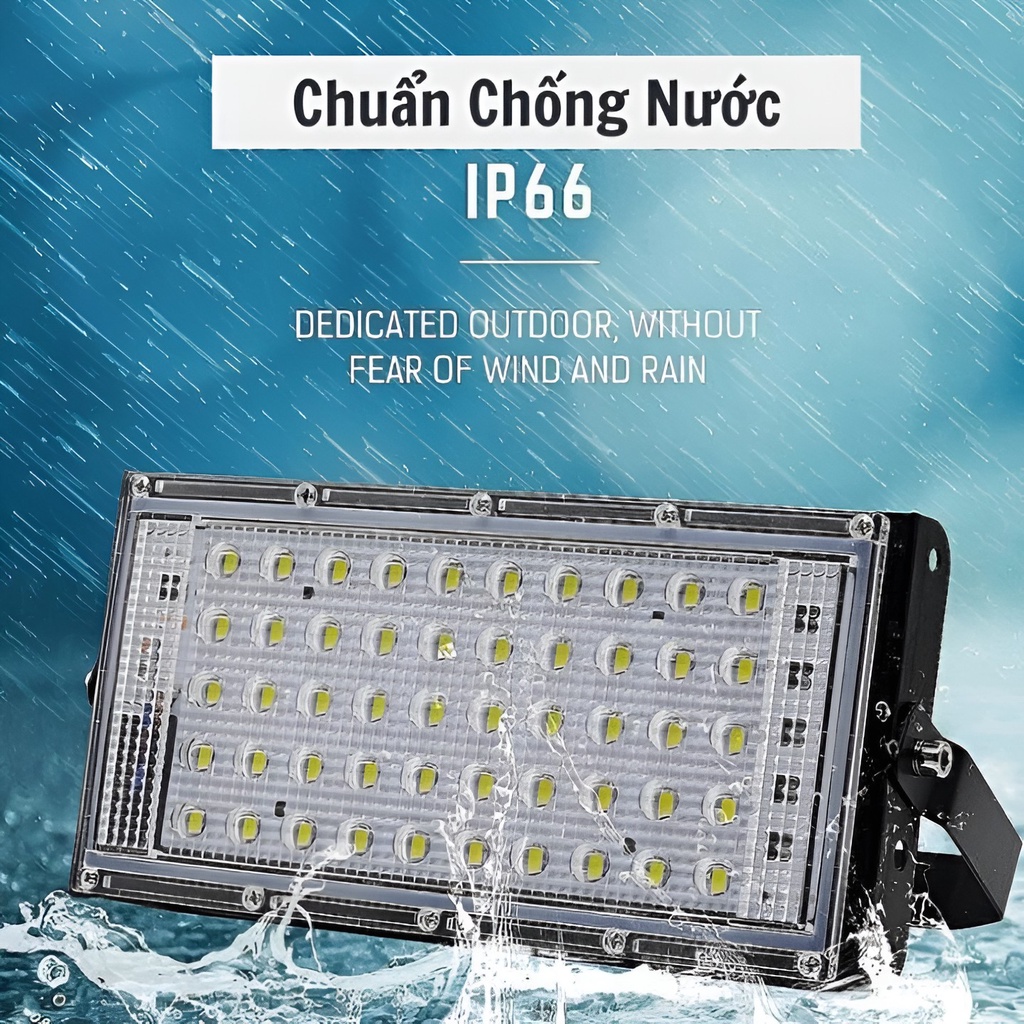 Đèn pha led 50w đủ 50 led ánh sáng vàng chống nước IP66