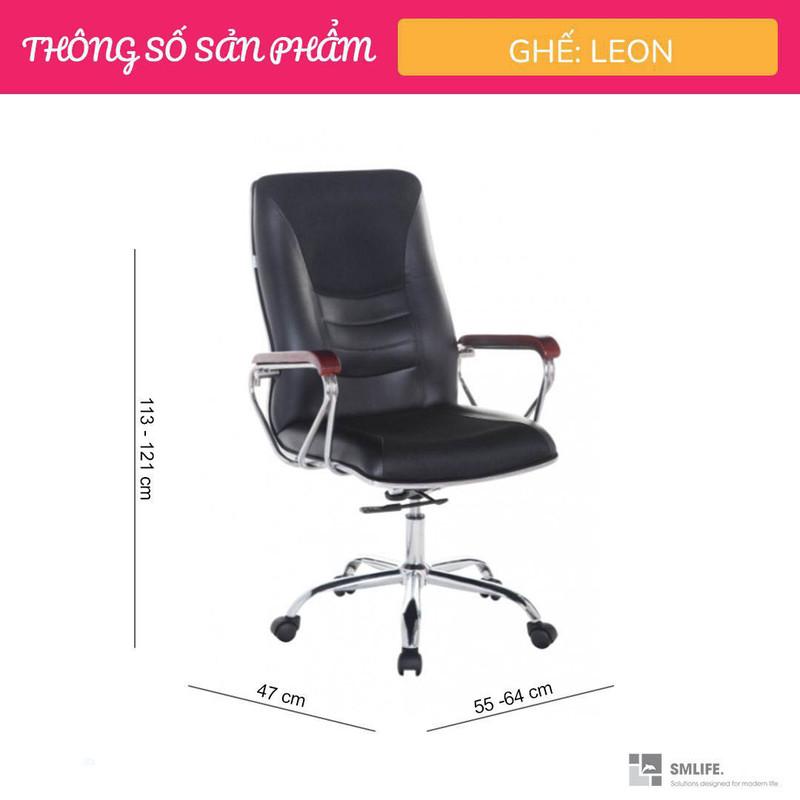 Ghế xoay văn phòng lưng cao bọc da SMLIFE Leon