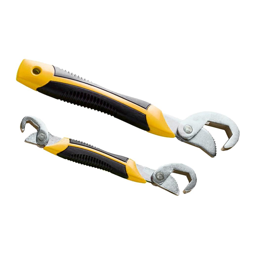 2PCS Multifunction Adjustable Universal Quick Snap'N Grip Wrench Tool Yellow