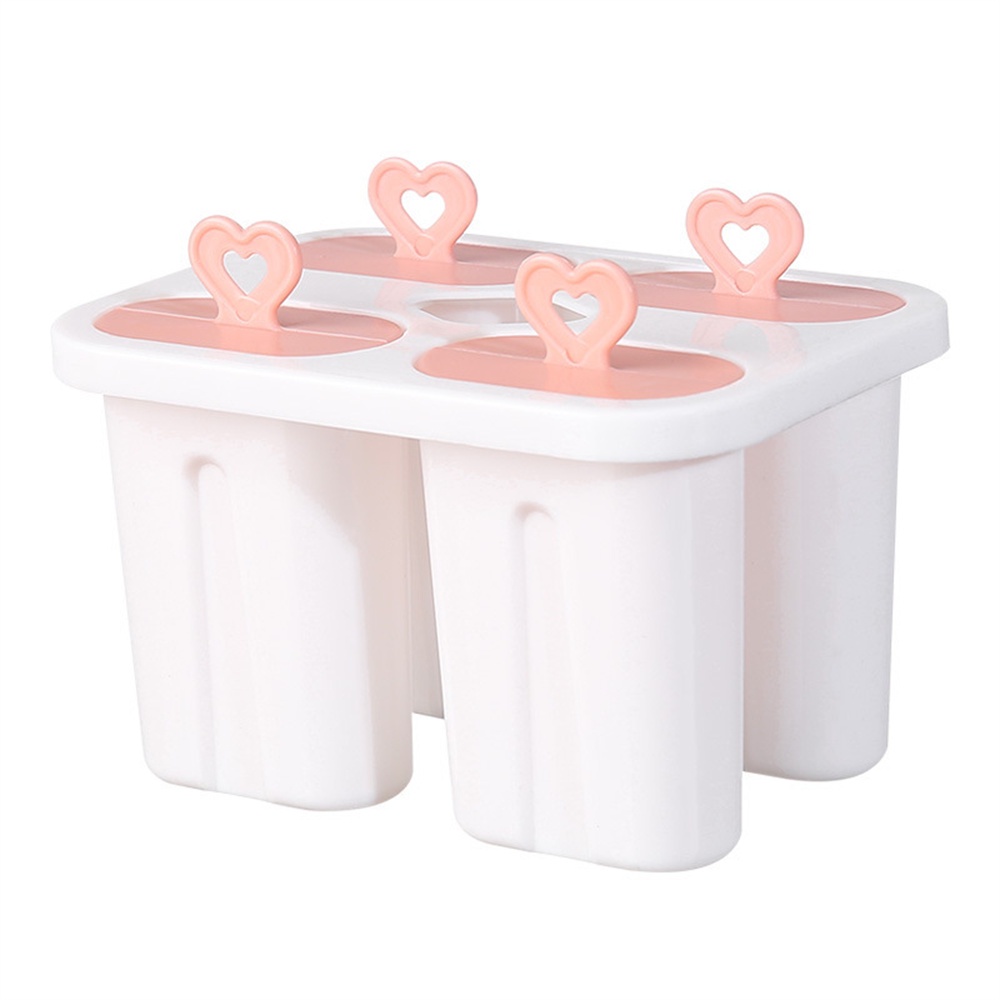 Bộ Khuôn Làm Kem 4 Cây Hình Trái Tim Tự Làm Ở Nhà Cho Bé Siêu Cute, Đáng yêu