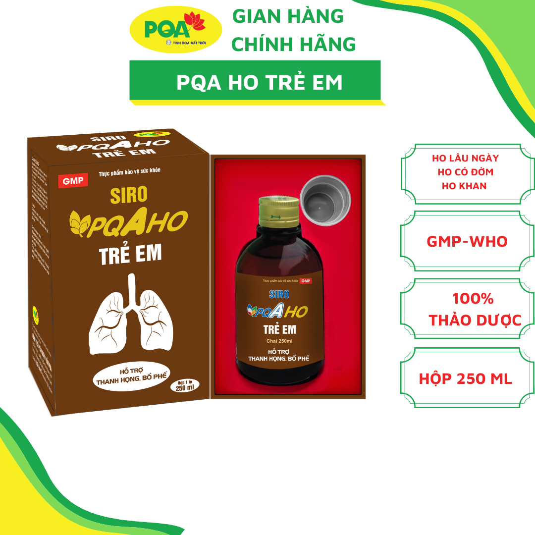 Siro PQA Dùng Cho Trẻ Em Ho Giúp Thanh Phế, Mát Họng Và Thông Thoáng Đường Thở Cho Người Bị Ho 250ml