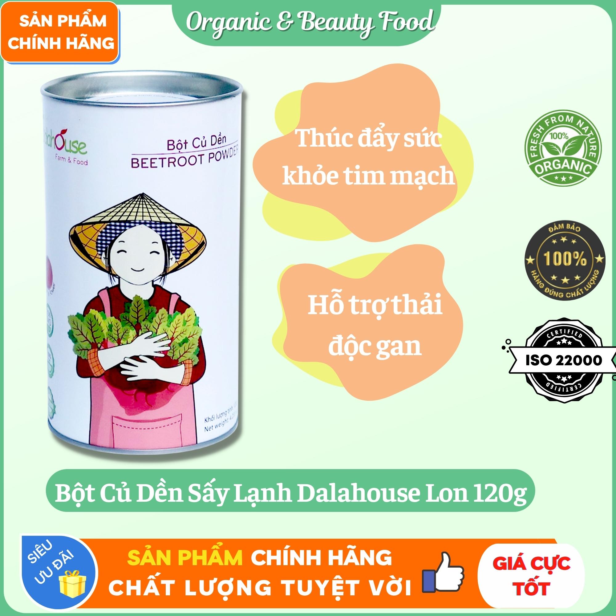 Bột Củ Dền Hữu Cơ Nguyên Chất Sấy Lạnh Dalahouse - Lon 120g - Hỗ trợ người bị gút, Thải độc gan, chống viên gan, điều hoà huyết áp ổn định.