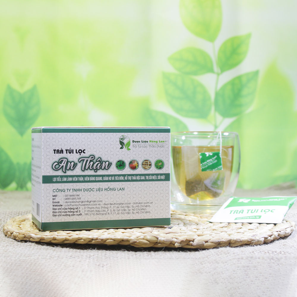Trà An Thận - Bổ Thận túi lọc hộp 60g Dược Liệu Hồng Lan Lợi tiểu, hỗ trợ thải độc gan, trị sỏi niệu, sỏi mật,...