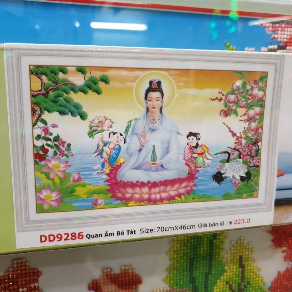 Tranh Đính Đá QUAN ÂM BỒ TÁT (ĐÁ ABC CAO CẤP). Kích Thước: 70cm x 46cm