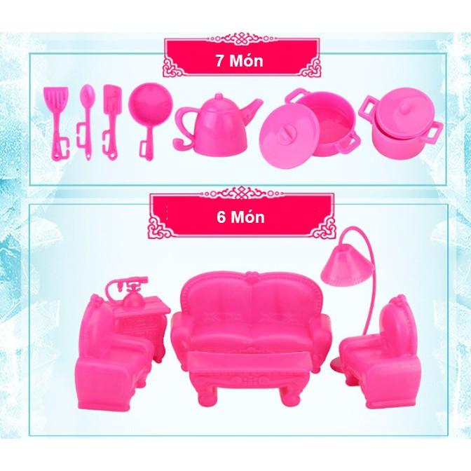Set Hộp Búp Bê Gia Đình Kèm Phụ Kiện 98 Chi Tiết Thời Trang