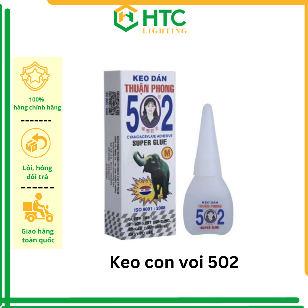 Keo dán sắt 502 Thuận Phong chuyên dụng size S (keo con voi), thùng 50 chai