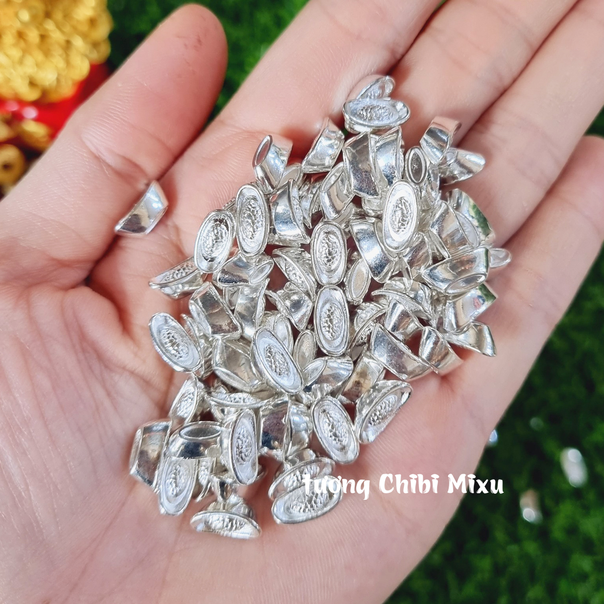 Combo 10 thỏi vàng Thần Tài kim loại size nhí 11x5x4mm