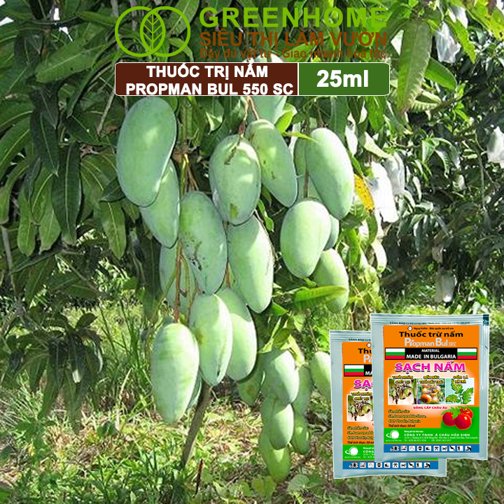 Thuốc Trị Nấm Cây Trồng Greenhome, Propman Bul 550sc, Gói 25ml, Trừ Đốm Lá Hoa Hồng, Cây Ăn Quả