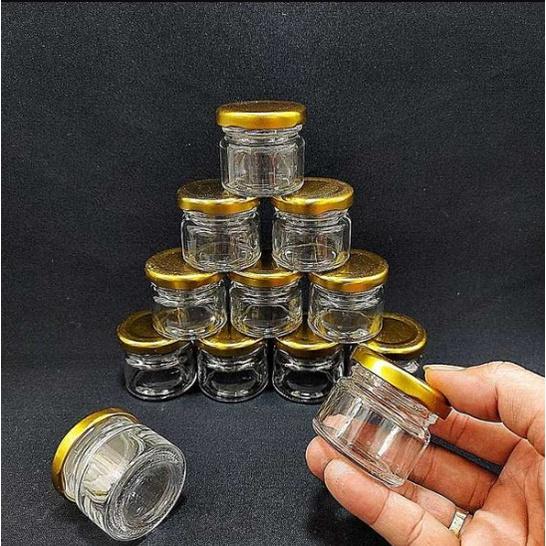 Lọ Thủy Tinh Nhỏ 30ML mẫu Trụ Tròn nắp thiếc vàng - Hũ đựng mật ong, sữa ong chúa, thực phẩm, mỹ phẩm