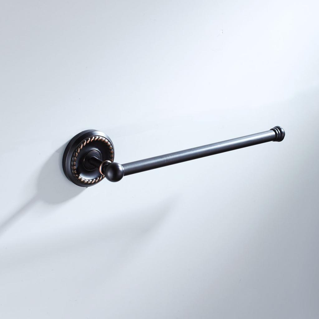 Black Bathroom Towel Rail Wall Mounted Hanging Rod Towel Bar Organizer #A