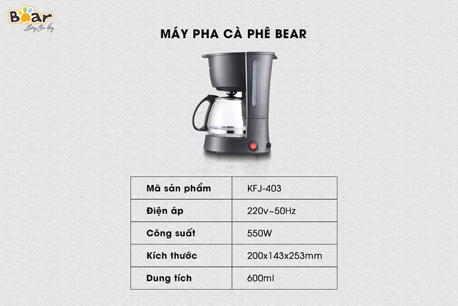 Máy Pha Cà Phê BEAR Cá Nhân CF-B06V2 - Hàng Chính Hãng