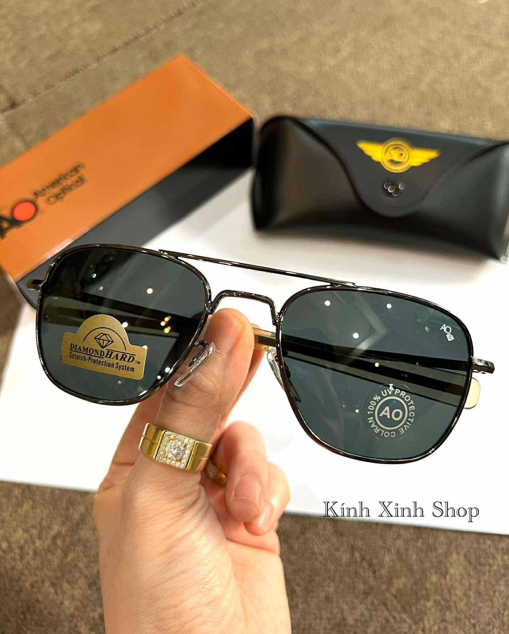 Kính râm nam Cơn Ao Mắt thủy tinh cường lực chống nắng thời trang phi công