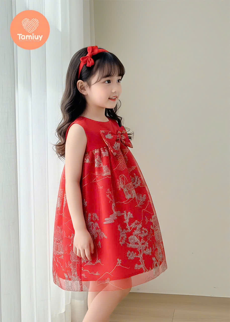 Đầm Búp Bê Hoạ Tiết  Tamiuy Dành Cho Bé Gái Từ 10-40 kg
