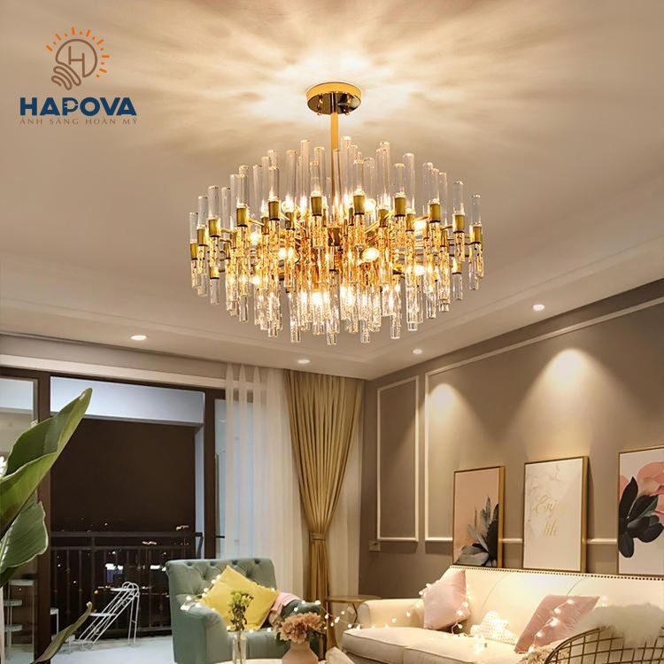 Đèn chùm pha lê cao cấp HAPOVA TAILER 0967 Đường kính 800mm + Tặng bóng E14