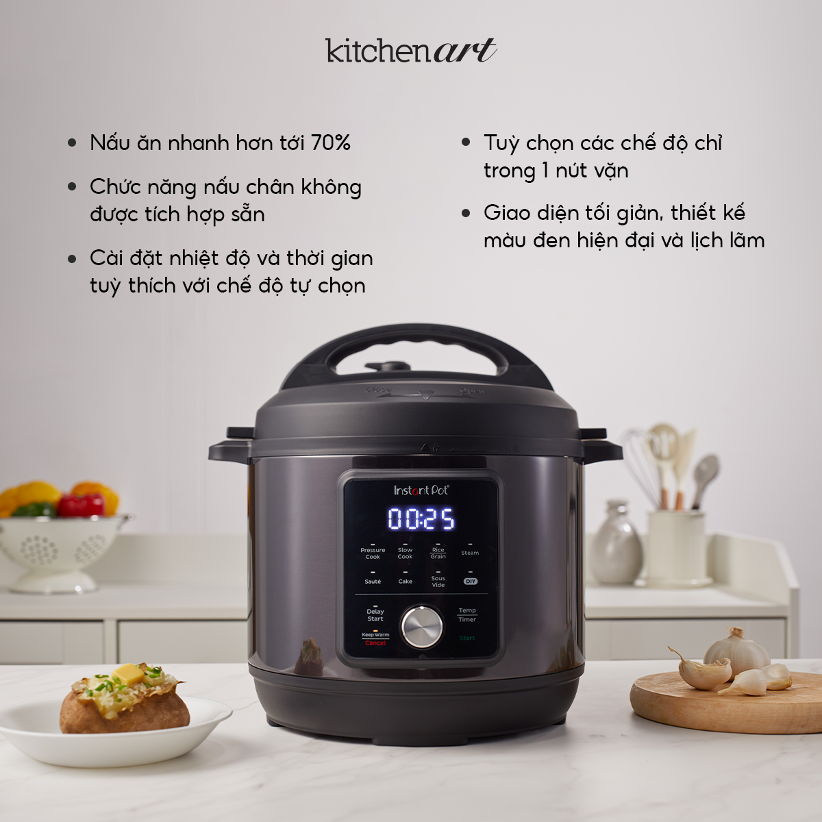 Nồi Áp Suất Điện Đa Năng INSTANT POT ESSENTIAL 60, 9 Chế Độ Nấu (5.7L) - Hàng Chính Hãng