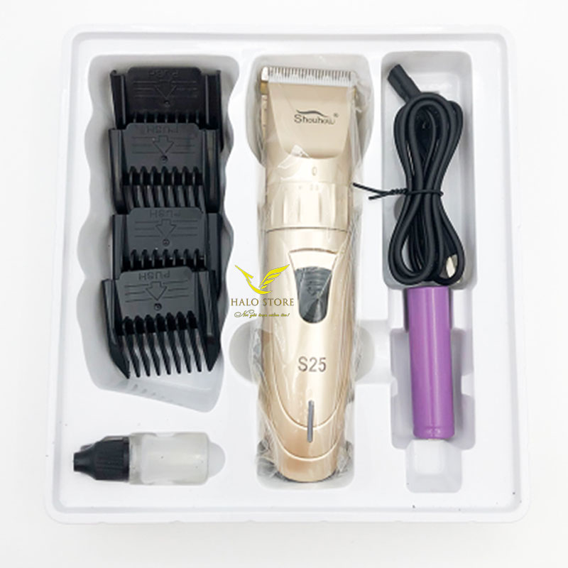 Tông Đơ Cắt Tóc Shouhow S25 Công Suất 3W Có Pin Sơ Cua 1500 mAh Tiện Lợi - Máy Cắt Tóc Có 2 Chế Độ Cắt TẶNG Bộ Kéo Cắt Tóc Gia Đình Cho Bé + Lươc Đánh Rối