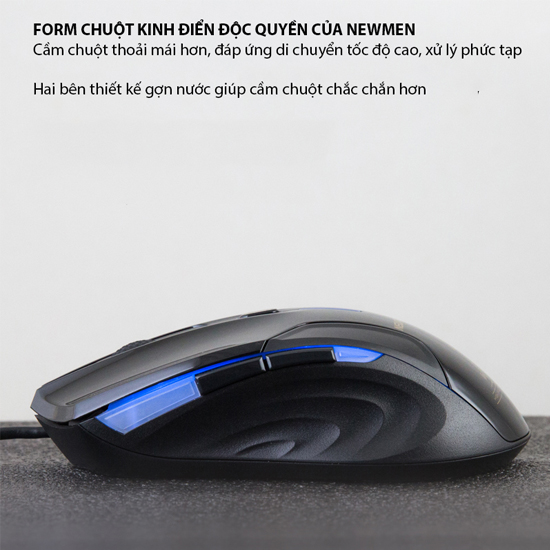 Chuột máy tính có dây Gaming Newmen N5000S (LED, Silent switch), Black.NEW V1 - Hàng chính hãng