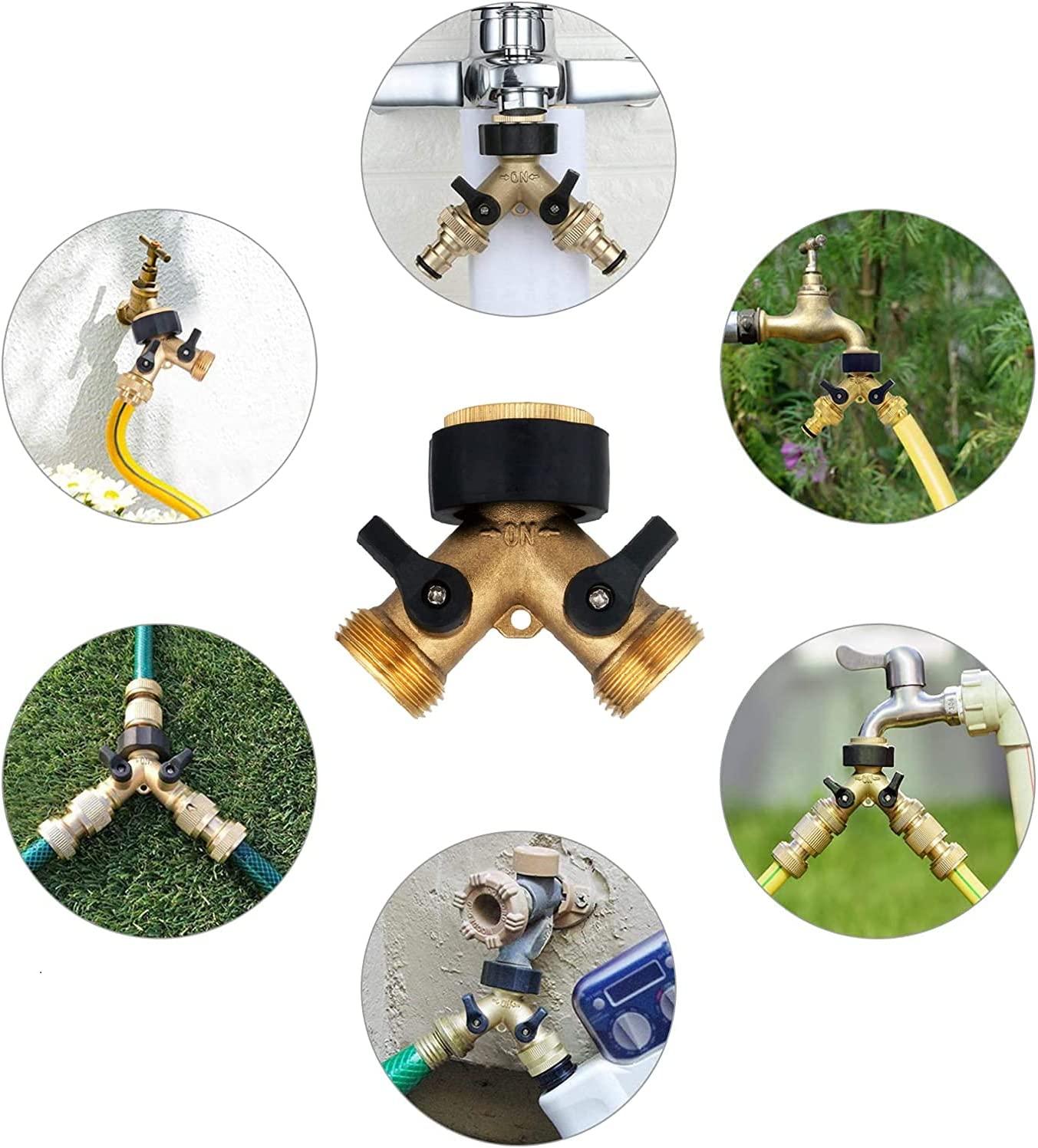 Bộ chia nước chữ Y 2 chiều, Vòi máy giặt đôi 3/4 bằng đồng thau nặng, Bộ chuyển đổi lắp ống có van ngắt 2 chiều cho hệ thống ống nước, Vòi máy giặt đôi, Sân vườn