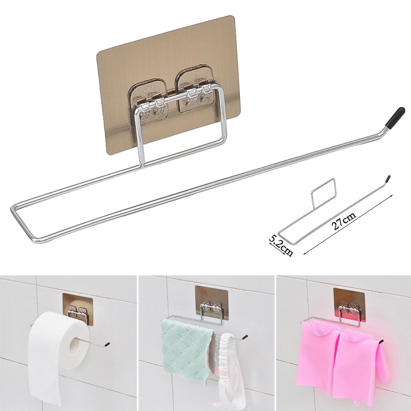 Móc Treo Cuộn Giấy Vệ Sinh, Khăn Lau Nhà Bếp Bằng Inox Dán Tường