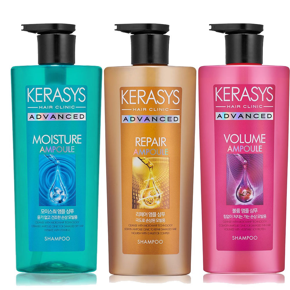 Dầu gội Kerasys Advanced Ampoule Moisture dưỡng ẩm cho tóc khô xơ Hàn Quốc 600ml