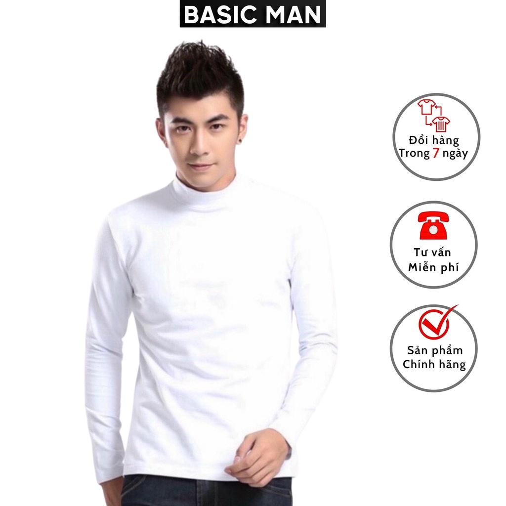 Áo giữ nhiệt nam lót nỉ BASIC MAN siêu ấm vải thun co dãn 4 chiều free size cho người từ 40 đến 80kg - AGN 002