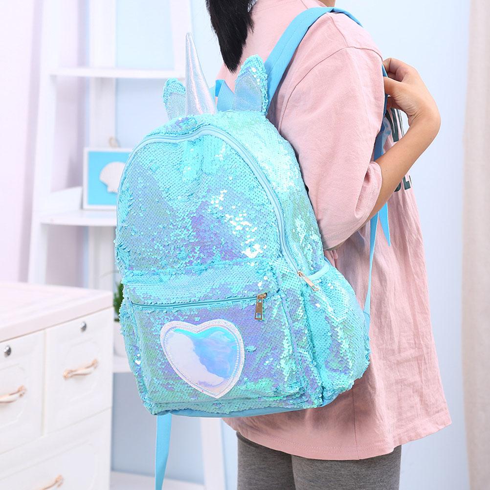 Kim sa lấp lánh Kỳ Lân Ba Lô Cô Gái Trẻ Em Học Túi Trẻ Em SCHOOLBAGS Dành Cho Thiếu Niên Trái Tim Đáng Yêu Giày Du Lịch