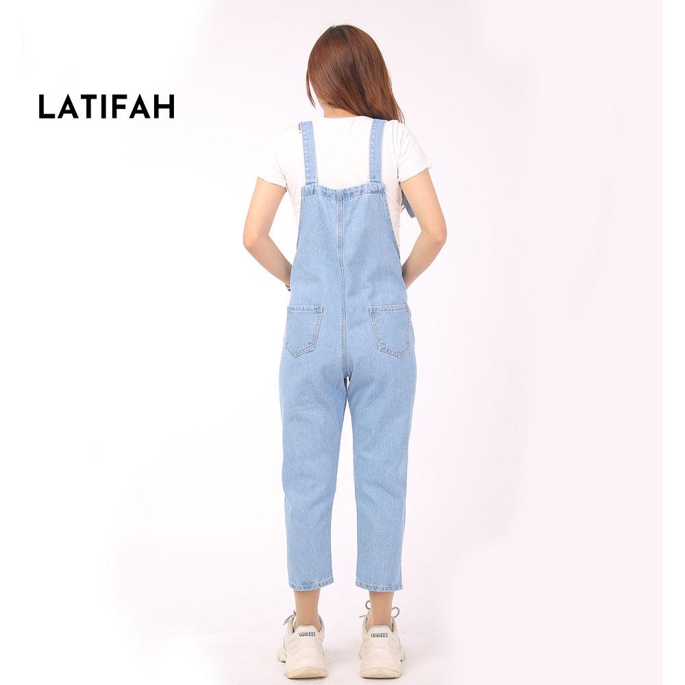 Quần yếm jean dài nữ LATIFAH rách có nắp YJ006 phong cách ulzzang hàn quốc