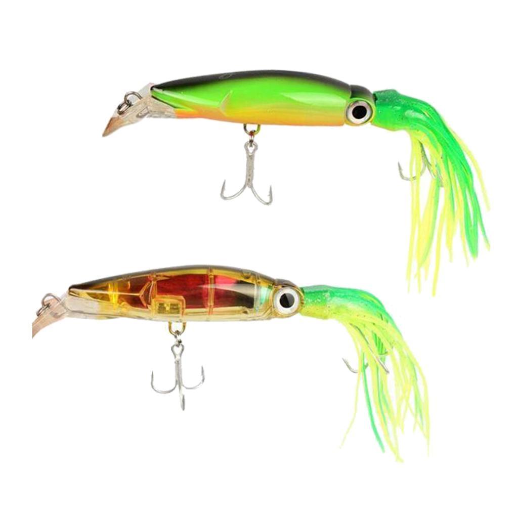 2Pcs Squid Jig Fishing Tackle Baits Hook Tuna Marlin Trolling Skirt Lures, 2 Colors