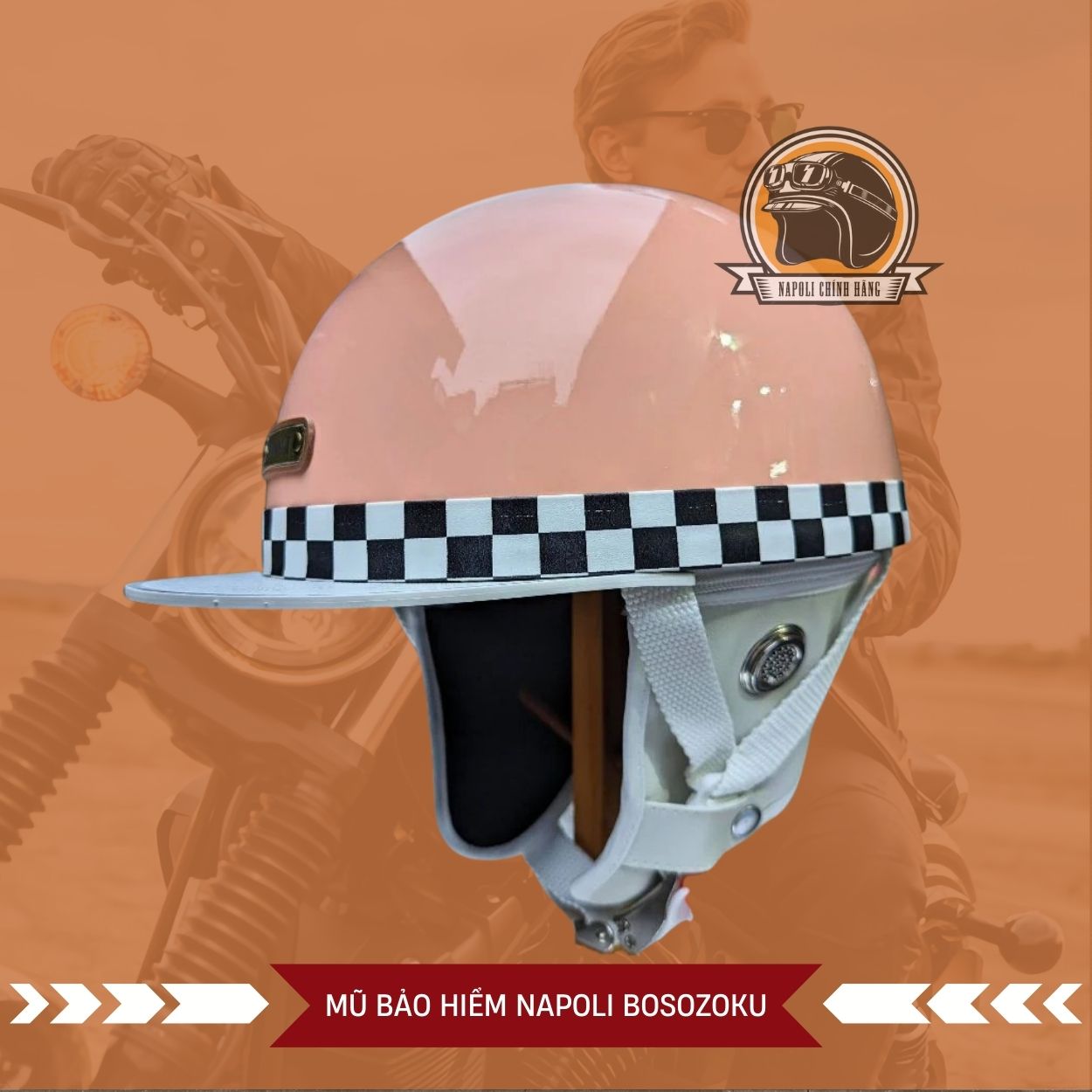 Mũ Bảo Hiểm Napoli Nửa Đầu [FREESHIP] [CHÍNH HÃNG] Nón Bảo Hiểm Napoli Bosozoku Japan Style Vintage