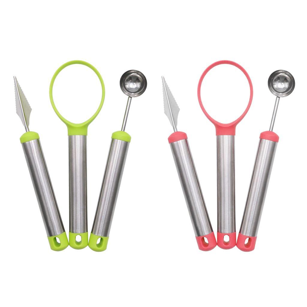 3 Piece Set Stainless Steel Melon Baller Carving Tool Fruit