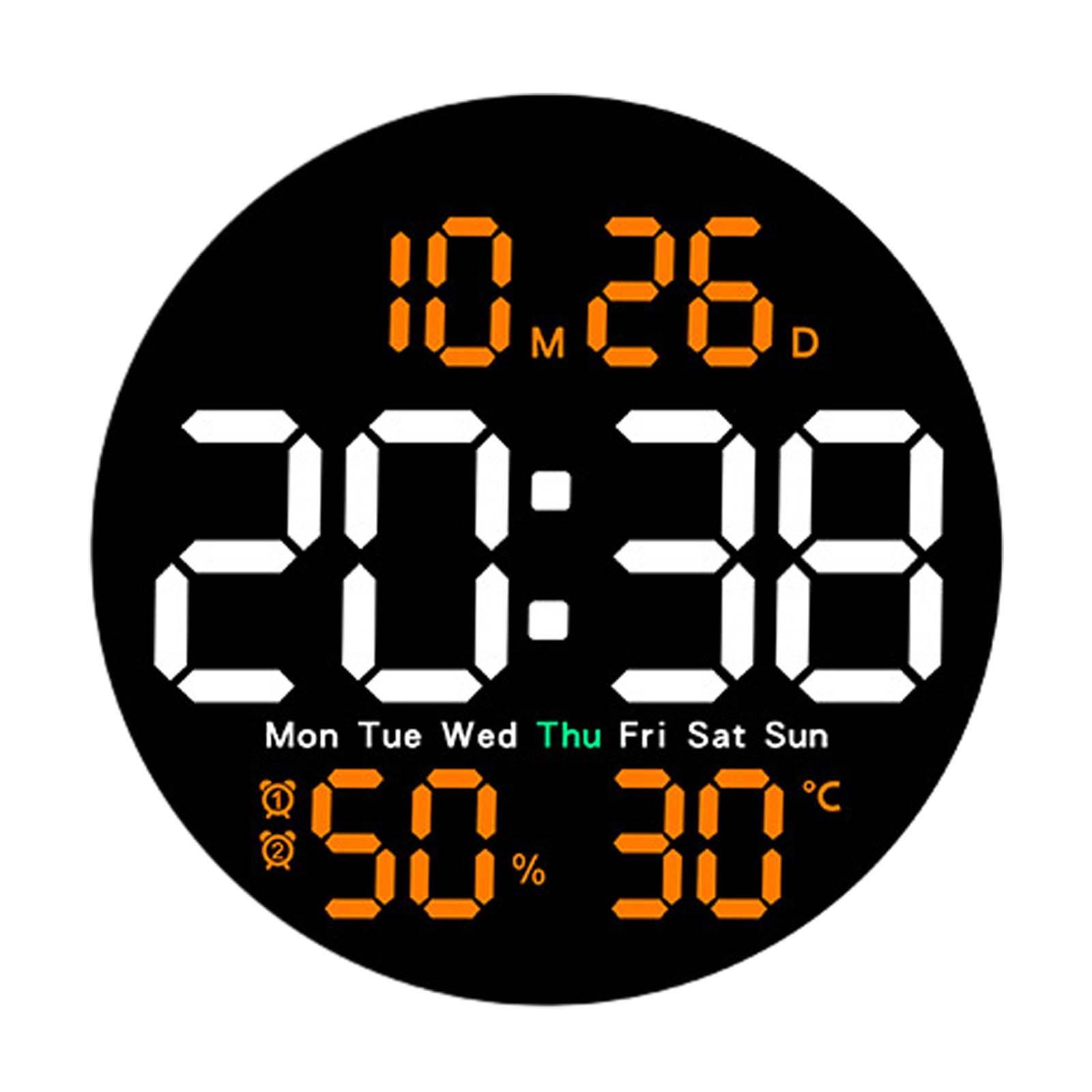Digital Wall Clock Alarm Clock Hanging Adults Temperature/humidity Digital Clock Electronic Clock for Home Bedroom Study Room