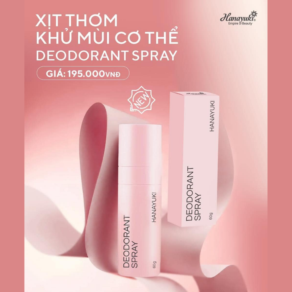 Xịt Thơm Hanayuki Deodorant Spray Chính Hãng - Xịt Thơm Cơ Thể Giúp Khử Mùi Giảm Tiết Mồ Hôi 60g