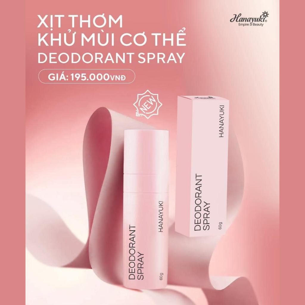 Xịt Khử Mùi Hanayuki Chính Hãng Xịt Thơm Cơ Thể Deodorant Spray Giúp Khử Mùi Giảm Tiết Mồ Hôi 60g