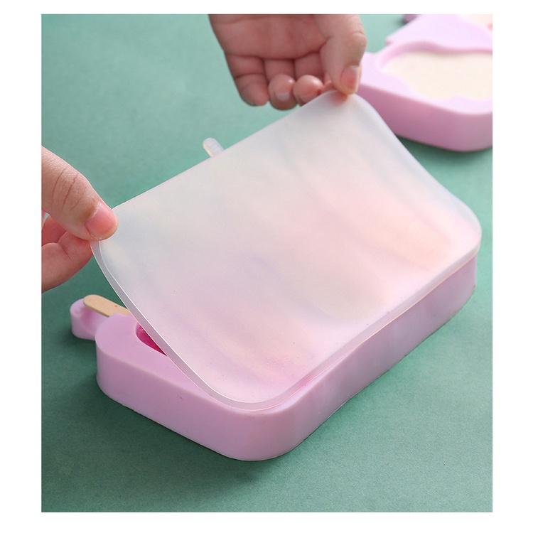 Bộ khuôn kem silicon - chất liệu silicon y tế - tặng kèm que làm kem và nắp silicon