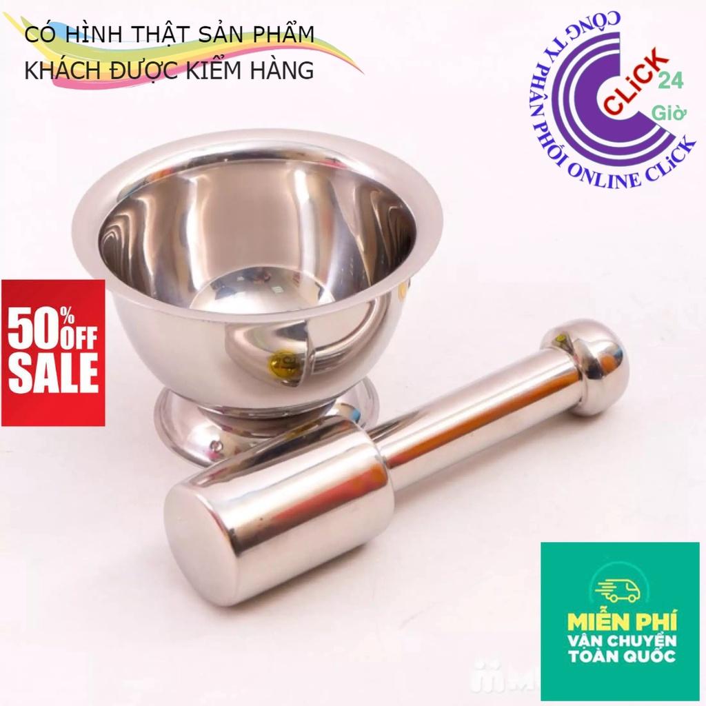 Bộ Chày Cối Inox 304 Sáng Bóng Dễ Vệ Sinh, Không Thâm Không Bám Bẩn - Hàng Việt Nam Cao Cấp