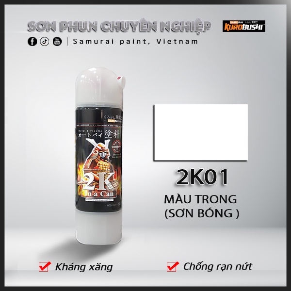 Sơn xịt Samurai Kurobushi - SƠN BÓNG 2K01 (400ml)