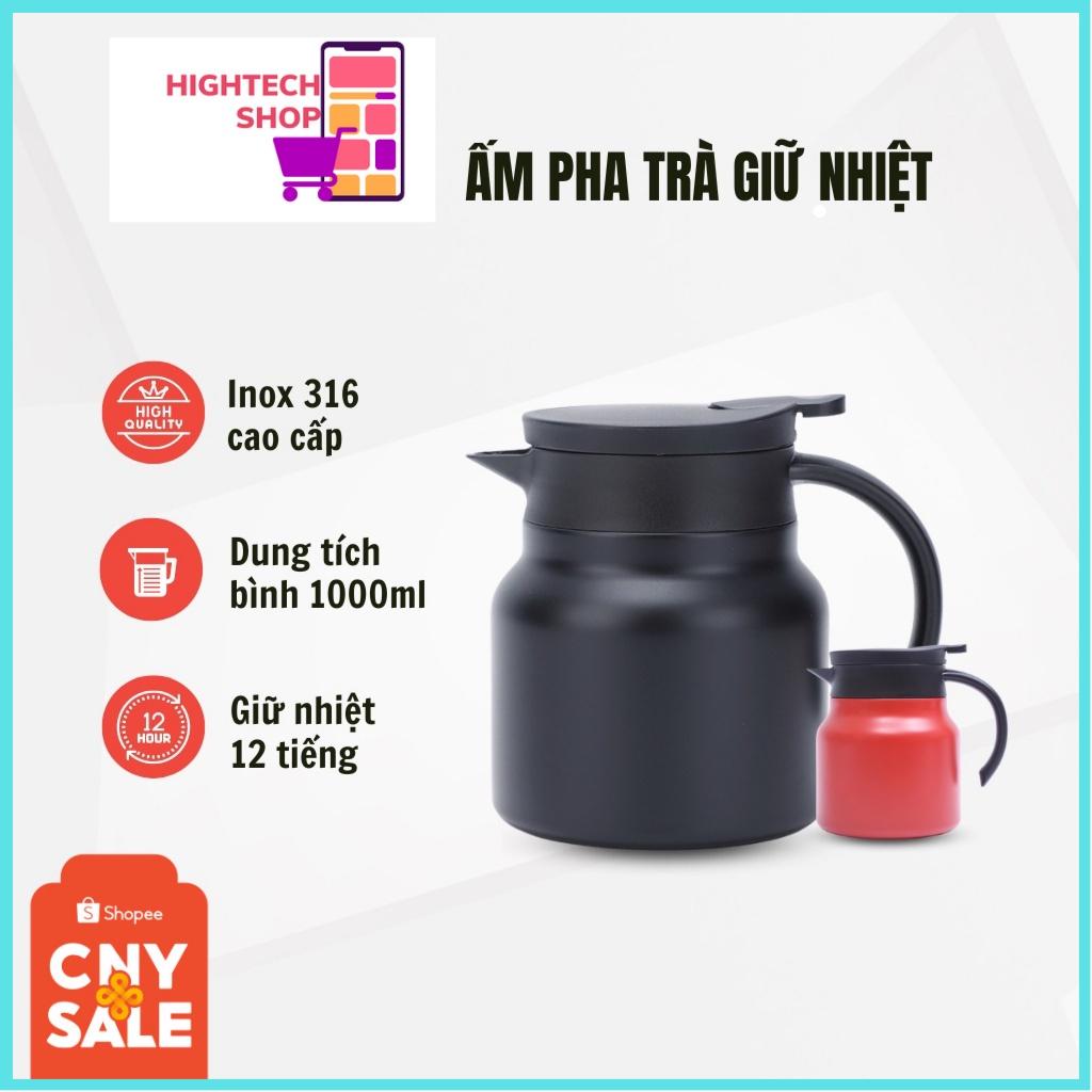 Ấm pha trà giữ nhiệt có lưới lọc trà dung tích 1 lít 2 lớp INOX