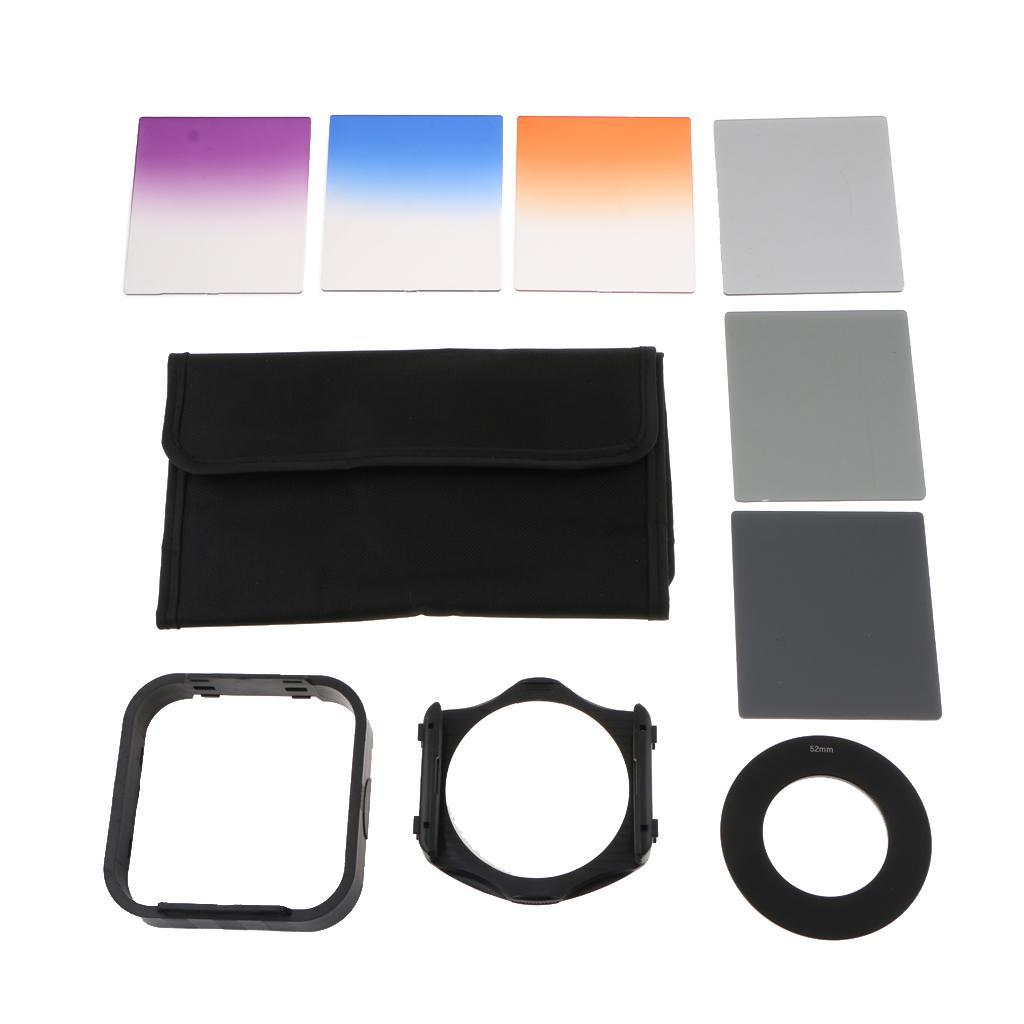 Color Filter Set Kit for DSLR Camera Lens Accessory Bundle 52mm with Adapter