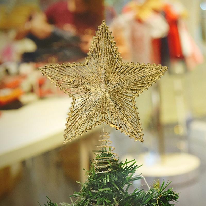 1 Cây Thông Giáng Sinh Chất Lượng Cao Đỉnh Rỗng Ngôi Sao Vàng Bạc Lấp Lánh Bằng Sắt Trang Trí Nhà Cửa Dịp Giáng Sinh Năm