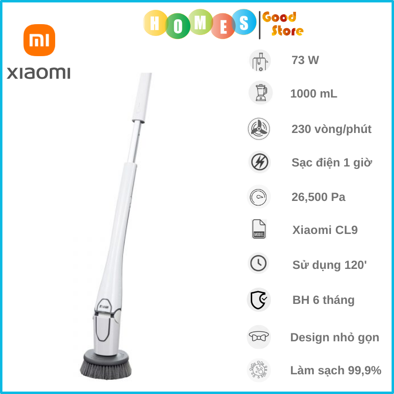 Chổi Cọ Nhà Vệ Sinh Nhà Tắm, Bồn Cầu Toilet Không Dây Đa Năng XIAOMI CL99 - Hàng Chính Hãng