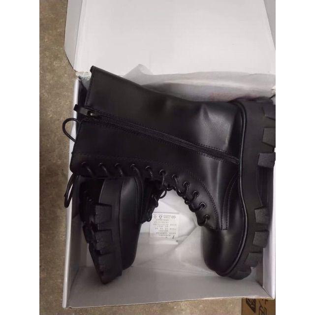 SẴN Giày Bốt Martin cao cổ đế độn, boots cao cổ buộc dây kéo khoá , chất da Pu đẹp mềm