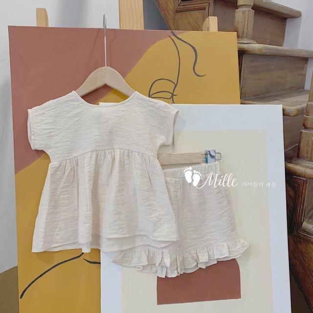 Bộ đũi cộc tay cho bé gái 2 màu