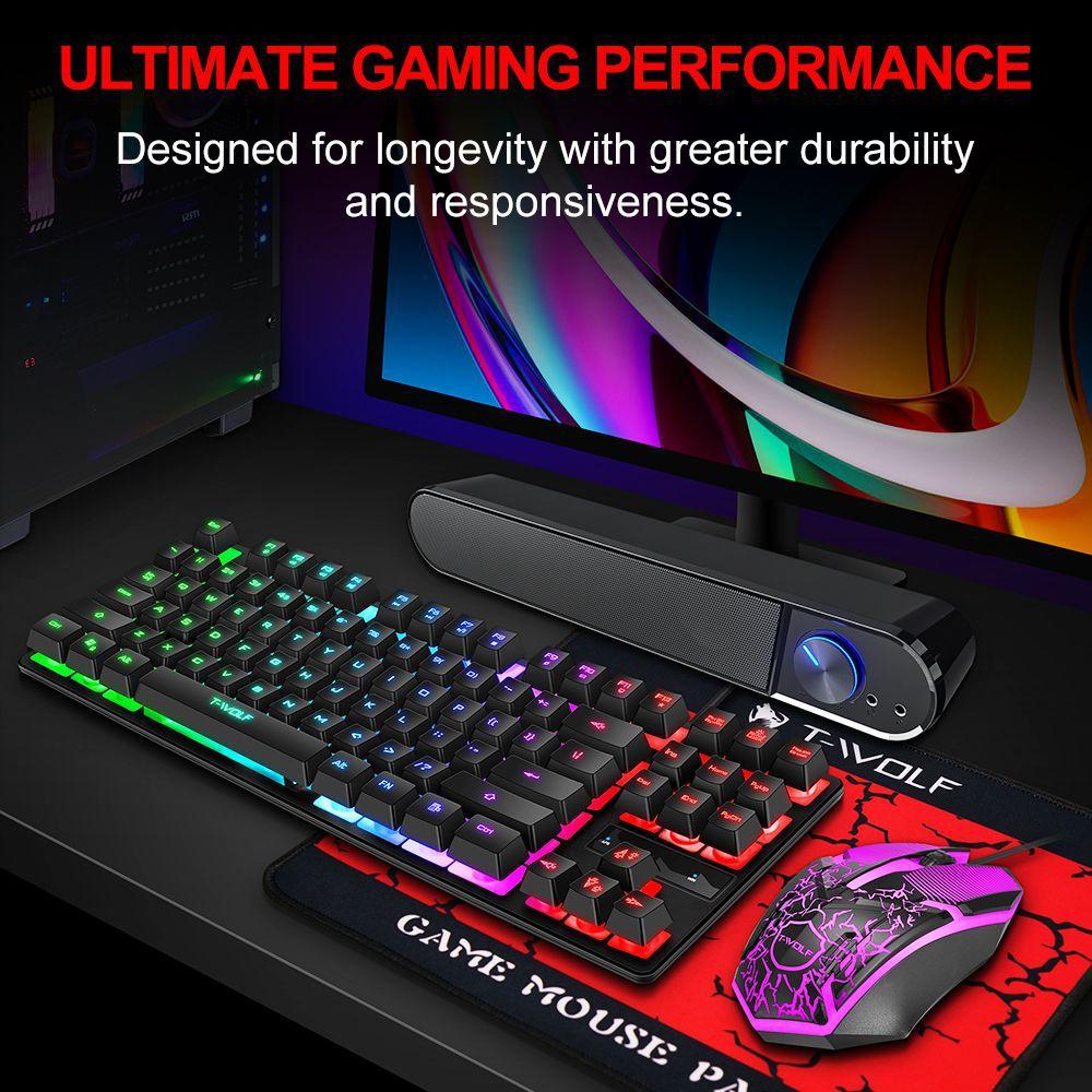 EAOR 3 USB Có Dây Bàn Phím + Chuột + Tặng Miếng Lót Chuột Bộ 87 Phím Văn Phòng Bộ Bàn Phím Và Chuột sản Phẩm RGB Backlit Bàn Phím