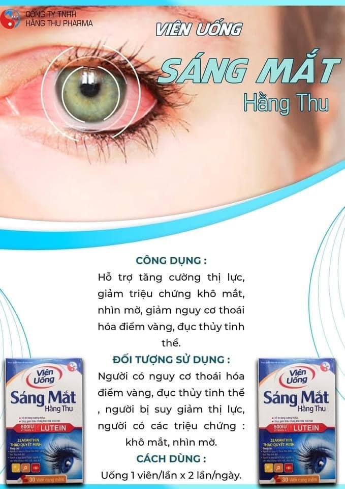 Viên Uống Sáng Mắt HT dành người thái hoá điểm vàng, bị suy giảm thị lực, khô mắt, mờ mắt