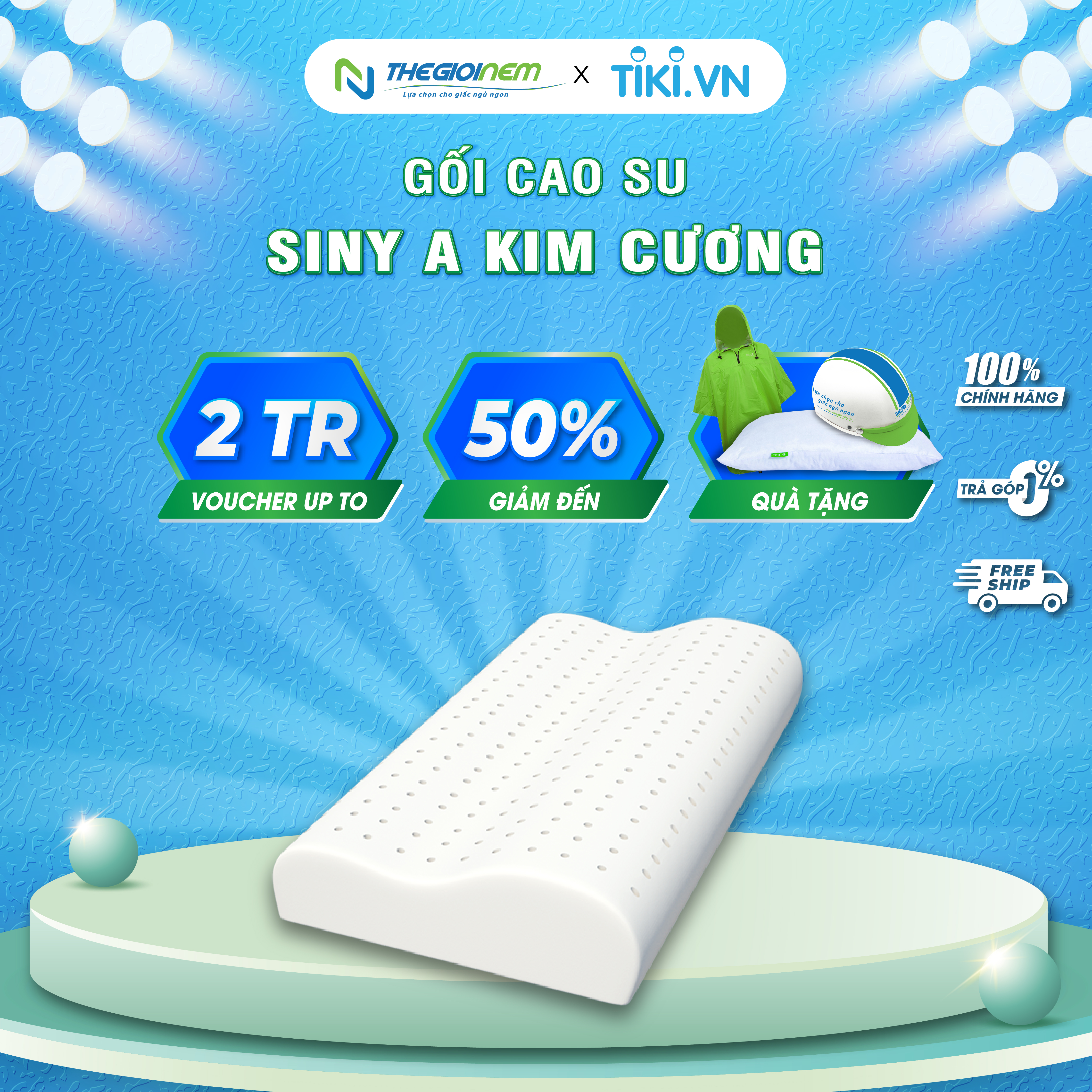 Gối Cao Su Kim Cương Siny A KCGD4464 - Trắng